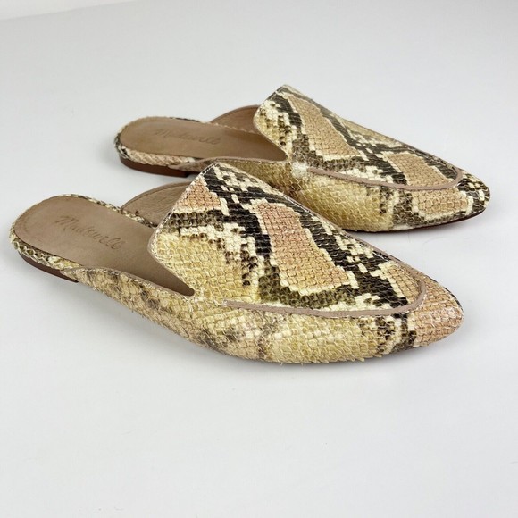 Madewell The Frances Skimmer Mule in Snake Embossed Leather Size 8 - Picture 1 of 14